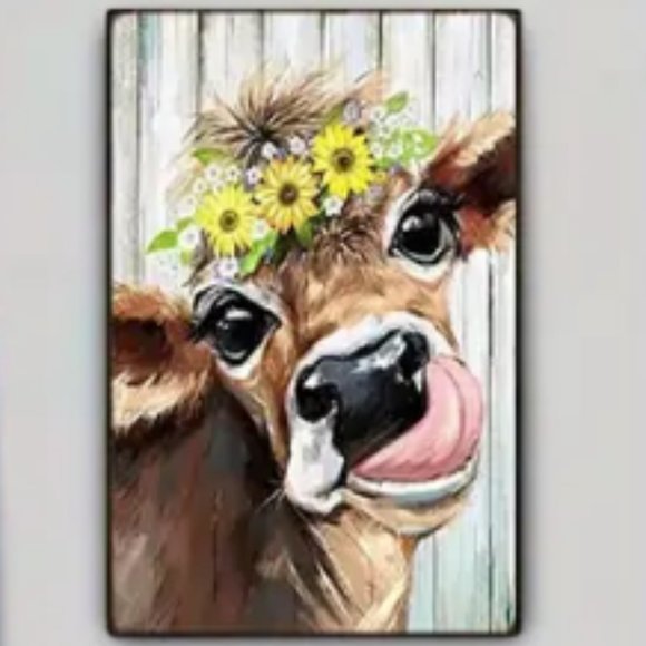NWT RETRO STYLE METAL TIN SIGN HIGHLAND COW FLORAL HOME DECOR VINTAGE STYLE 8X12 - Picture 4 of 4